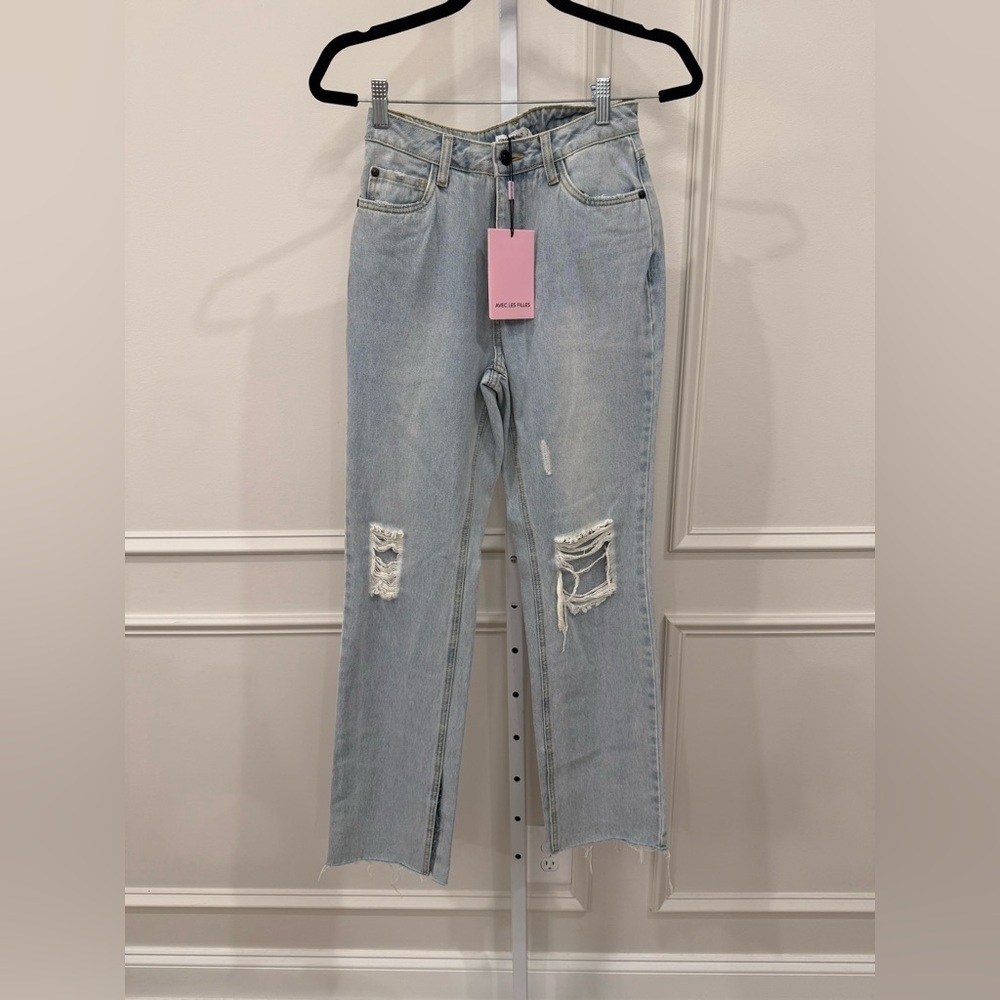 Avec Les Filles Blue Straight Leg Jeans